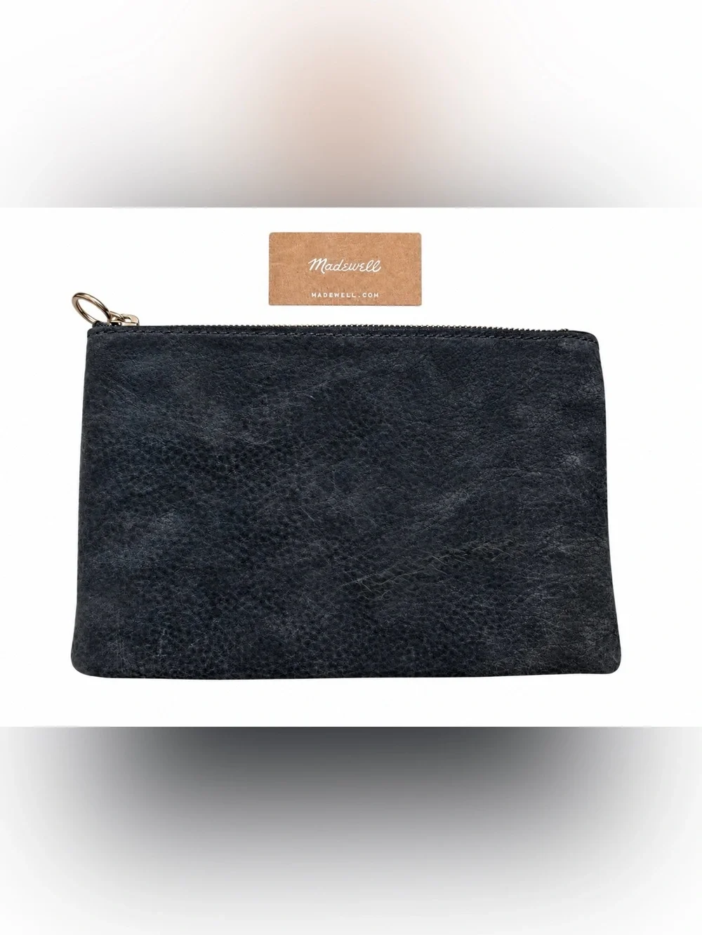 Madewell Black Distressed Leather Zip Pouch Clutch Wallet Organizer OS NWT